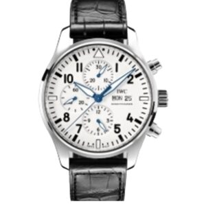 IWC 파일럿 Chronograph 43mm IW377725 Steel Leather Strap White Arabic Numerals Dial[ZF]