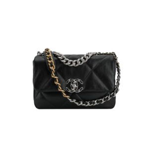 [프리미엄/해외배송]샤넬 19백 스몰 플랩 백(블랙/은장/램스킨)