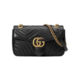[프리미엄/해외배송]구찌 GG 마몽 마틀라세 스몰 숄더백(블랙/금장)