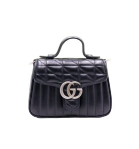 [프리미엄/해외배송]구찌 GG 마몽 미니 탑 핸들백(블랙/은장)