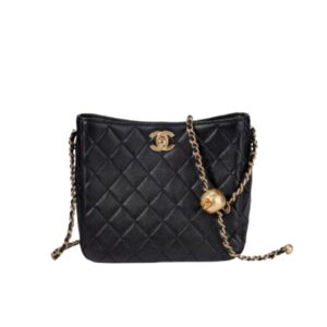 [프리미엄/해외배송]샤넬 골드볼 호보 백(블랙/금장/램스킨)