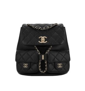 [프리미엄/해외배송]샤넬 듀마 백팩 더블포켓 미디엄(블랙/금장/카프스킨)