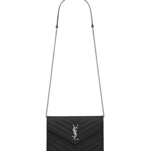 [프리미엄/해외배송]생로랑 엔벨로프 체인 WOC(블랙/은장)