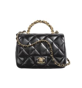 [프리미엄/해외배송]샤넬 체인 탑핸들 미니 플랩 백(블랙/금장/램스킨)
