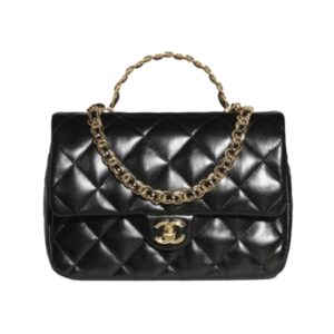[프리미엄/해외배송]샤넬 체인 탑핸들 미디엄 플랩 백(블랙/금장/램스킨)