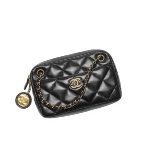 [프리미엄/해외배송]샤넬 카메라 케이스 체인 미니 백(블랙/금장/램스킨)
