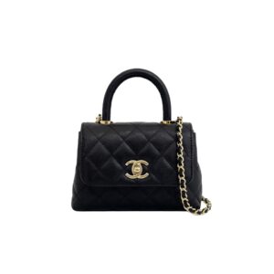 [프리미엄/해외배송]샤넬 코코핸들 나노 플랩 백(블랙/금장/캐비어)
