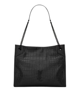 [프리미엄/해외배송]생로랑 크로커다일 니키 미디엄 쇼핑백(블랙)