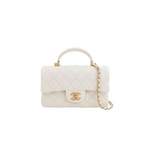 [프리미엄/해외배송]샤넬 클래식 탑핸들 미니 플랩 백(화이트/금장/캐비어)