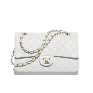 [프리미엄/해외배송]샤넬 클래식 플랩 백 미디엄(화이트/금장/캐비어)