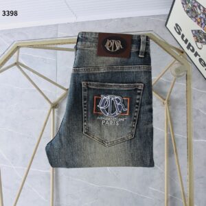 [국내배송]디올 신상 자수로고 레더패치 스판 데님진