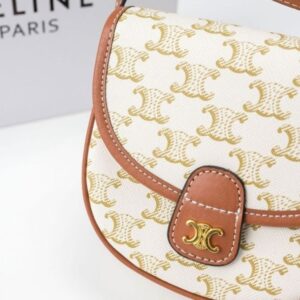 [국내배송]셀린느 미니 베사체-트리옹프 캔버스&카프스킨 화이트