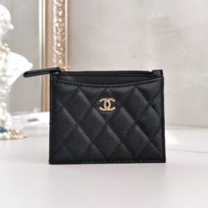 [국내배송]샤넬 클래식 지퍼 카드지갑 캐비어 블랙 금장