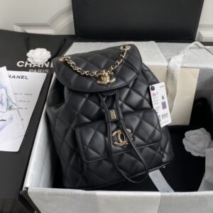 [국내배송]샤넬 듀마 백팩 캐비어 블랙 금장 AS1371