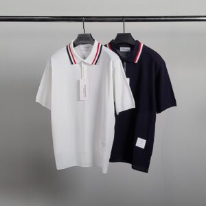 [국내배송]톰브라운 스트래치 비스코스 반팔 카라 니트