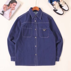 [국내배송]프라다 [PRADA] 라이트 데님 트라이앵글 로고 재킷 블루